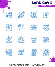 Coronavirus Awareness icon 16 Blue icons. icon included breath; virus; clock; shield; protection viral coronavirus 2019-nov disease Vector Design Elements