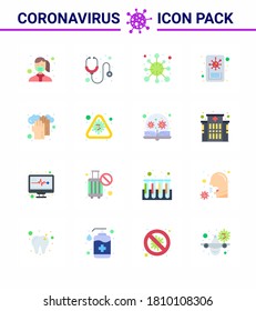 Coronavirus Awareness icon 16 Flat Color icons. icon included healthcare; report; stethoscope; news; corona viral coronavirus 2019-nov disease Vector Design Elements