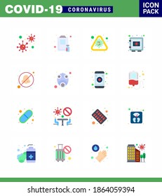 Coronavirus Awareness icon 16 Flat Color icons. icon included protection; locker; report; virus; disease viral coronavirus 2019-nov disease Vector Design Elements