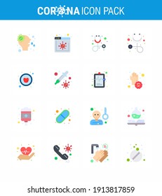 Coronavirus Awareness icon 16 Flat Color icons. icon included health; transmission; healthcare; petri; healthy viral coronavirus 2019-nov disease Vector Design Elements