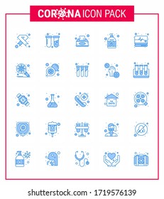 Coronavirus Awareness icon 25 Blue icons. icon included hand; cream; tubes; lotion; tissue viral coronavirus 2019-nov disease Vector Design Elements