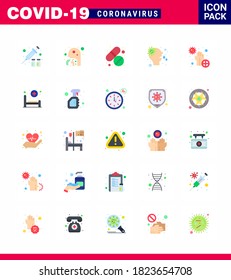Coronavirus Awareness icon 25 Flat Color icons. icon included covid; runny; throat; nose; care viral coronavirus 2019-nov disease Vector Design Elements