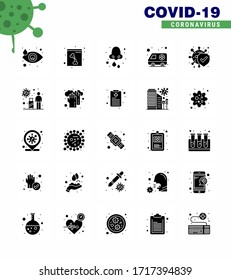 Coronavirus Awareness icon 25 Solid Glyph icons. icon included disease; transport; cold; hospital; ambulance viral coronavirus 2019-nov disease Vector Design Elements