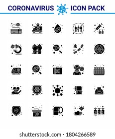 Coronavirus Awareness icon 25 Solid Glyph icons. icon included transfer; human; transportation; engagement; medical viral coronavirus 2019-nov disease Vector Design Elements