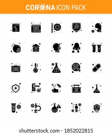 Coronavirus Awareness icon 25 Solid Glyph icons. icon included healthcare; cough; hospital signboard; virus; protection viral coronavirus 2019-nov disease Vector Design Elements