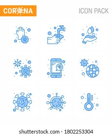 Coronavirus Awareness icon 9 Blue icons. icon included ; coronavirus; water; virus; medical viral coronavirus 2019-nov disease Vector Design Elements