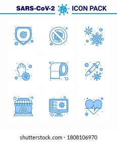 Coronavirus Awareness Symbol 9 Blue Icons. das Symbol enthält die Hände; schmutzig; Gefahr; Kabeljau; virales Coronavirus 2019-nov Krankheit Vectordesign Elements