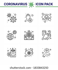 Coronavirus Awareness icon 9 Line icons. icon included  virus; coronavirus; hands; bacteria; human eye viral coronavirus 2019-nov disease Vector Design Elements