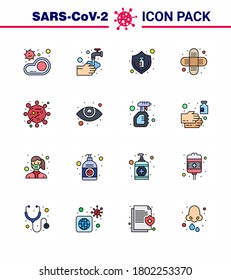 Coronavirus awareness icons. 16 Flat Color Filled Line icon Corona Virus Flu Related such as injury; aid; water; bottle; vaccine viral coronavirus 2019-nov disease Vector Design Elements