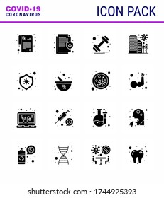 Iconos de conciencia del coronavirus. 16 Sólido Glifo Negro Icono Corona Virus Flu Relacionado como virus; protección; timbre; enfermedad; construcción de elementos de diseño de vectores de enfermedad coronavirus viral 2019-nov