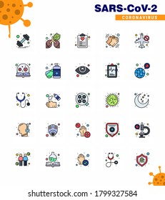 Coronavirus awareness icons. 25 Flat Color Filled Line icon Corona Virus Flu Related such as care; washing; check list; medical; plan viral coronavirus 2019-nov disease Vector Design Elements