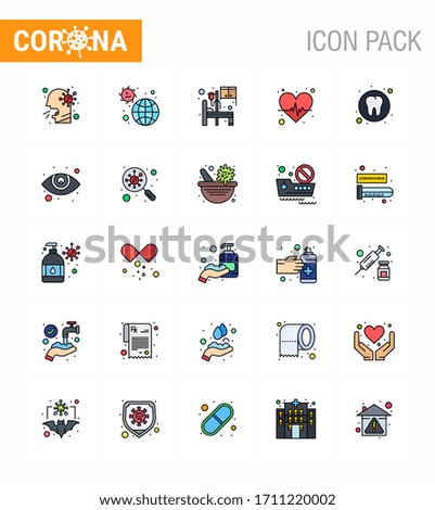 Coronavirus awareness icons. 25 Flat Color Filled Line icon Corona Virus Flu Related such as heart care; heart; pandemic; beat; medical viral coronavirus 2019-nov disease Vector Design Elements