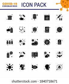 Coronavirus awareness icons. 25 Solid Glyph icon Corona Virus Flu Related such as medicine; protection; blood; flu; news viral coronavirus 2019-nov disease Vector Design Elements