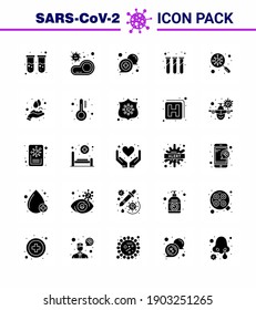 Coronavirus awareness icons. 25 Solid Glyph icon Corona Virus Flu Related such as test tubes; lab; virus; experiment; online viral coronavirus 2019-nov disease Vector Design Elements