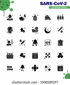 Coronavirus awareness icons. 25 Solid Glyph icon Corona Virus Flu Related such as virus; pandemic; lotion; corona; hand sanitizer viral coronavirus 2019-nov disease Vector Design Elements