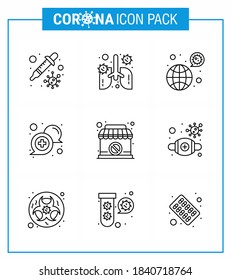 Coronavirus awareness icons. 9 Line icon Corona Virus Flu Related such as  online; communication; pneumonia; chat; covid viral coronavirus 2019-nov disease Vector Design Elements