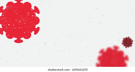 Coronavirus-Hintergrund, Bakterienzellsymbol. Grunge-Design, Kopienraum. Vektorillustration