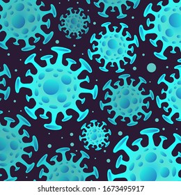 Coronavirus background with bacteria. Novel coronavirus 2019-nCoV - global pandemic. Virus Infection concept. Medical wallpaper. Coronavirus quarantine. Vector 10 eps