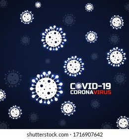 Coronavirus background with glowing bacteria. Science and medicine concept. Abstract vector illustration