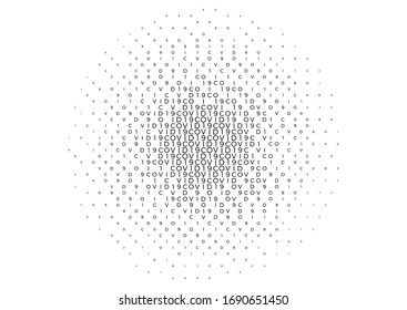 Coronavirus-Hintergrund, Halfton. Moderne Vektorillustration. Covid-19-Ausbruch-Konzept. Einfarbiges geometrisches Muster aus Schwarz und Weiß. Geometrische Form des grafischen Designs.