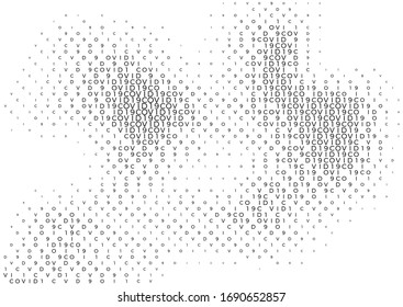 Coronavirus-Hintergrund, Halfton. Moderne Vektorillustration. Covid-19-Ausbruch-Konzept. Einfarbiges geometrisches Muster aus Schwarz und Weiß. Banner-Hintergrund.