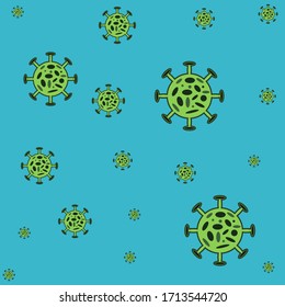 coronavirus background icon. concept bacterium on green blue background. vector EPS10