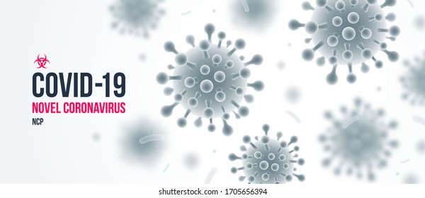 Coronavirus background. Novel coronavirus 2019-nCoV illustration. Concept of dangerous Covid-19 pandemic poster. Vector design.