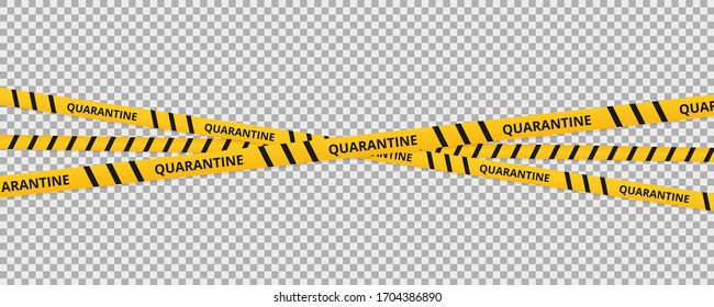 Coronavirus background of quarantine tape border. Warning coronavirus quarantine yellow and black stripes.
