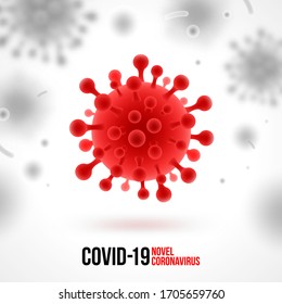 Coronavirus background. Red virus symbol on white background. Novel coronavirus 2019-nCoV illustration. Concept of dangerous Covid-19 pandemic. Vector design.