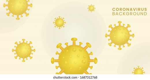 Vector de fondo Coronavirus, color amarillo. Ilustración de vectores Premium