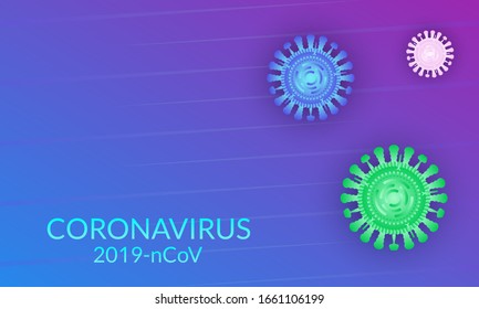Fondo del coronavirus con bacterias o células del virus. Cartel de la enfermedad gripal. Ilustración vectorial.
