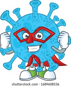 Coronavirus backteria cartoon design concept dressed as Super hero