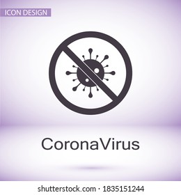 Coronavirus Bacteria Cell Icon, 2019-2020 nCoV Novel Coronavirus Bacteria. No Infection and Stop Coronavirus Concepts. Dangerous Coronavirus Cell . Isolated Vector Icon 10 EPS