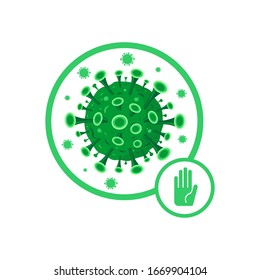 Coronavirus Bacteria Cell Icon, 2019-nCoV Novel Coronavirus Bacteria. Danger, virus, flu.  Analysis and test, experimentation. Dangerous Coronavirus Cell in China, Wuhan. Vector illustration