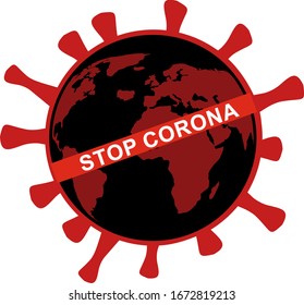 Coronavirus Bacteria Cell Icon, 2019-nCoV Novel Coronavirus Bacteria. No Infection. Stop Coronavirus Concepts.