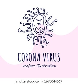 Coronavirus Bacteria Cell Icon, 2019-nCoV Novel Coronavirus Bacteria. No Infection and Stop Coronavirus Concepts. Dangerous Coronavirus Cell in China, Wuhan. Isolated Vector Icon