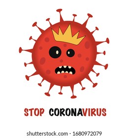 Coronavirus Bacteria Cell Icon, 2019-nCoV Novel Coronavirus Bacteria. No Infection and Stop Coronavirus Concepts. Dangerous Coronavirus Cell in China, Wuhan. Isolated Vector Icon