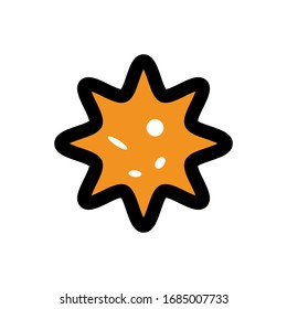 Coronavirus Bacteria Cell Icon, 2019-nCoV Novel Coronavirus Bacteria. No Infection and Stop Coronavirus Concepts. Dangerous Coronavirus Cell in China, Wuhan. Isolated Vector Icon