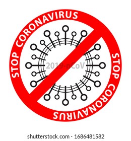 Coronavirus Bacteria Cell Icon, 2019-nCoV Novel Coronavirus Bacteria. No Infection and Stop Coronavirus Concepts. Dangerous Coronavirus Cell in China, Wuhan