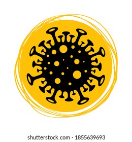 Coronavirus Bacteria Cell Icon, 2019-nCoV, Covid-2019, Covid-19 Novel Coronavirus Bacteria. No Infection and Stop Coronavirus Concepts. Isolated Vector Icon.