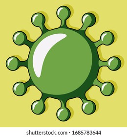 Coronavirus bacteria cell icon clip art on the yellow background