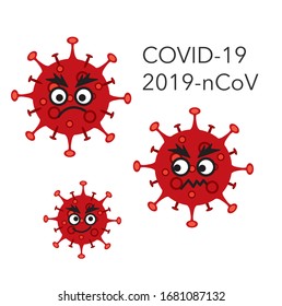 Coronavirus Bacteria Cell Icon. COVID-19. Corona virus -2019-nCoV. Vector illustration.