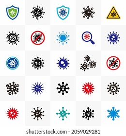 Coronavirus Bacteria Cell Icon Microbe bacteria icon isolated on white background.