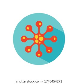 coronavirus bacteria cell icon over white background, block style, vector illustration