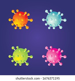 
Coronavirus Bacteria Cell Icon. various bright and colorful choice, Dangerous Coronavirus Cell in China, Wuhan. Isolated Vector Icon
