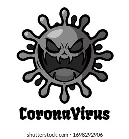 Coronavirus Bacteria Cell Icon,2019-nCoV Novel Coronavirus Bacteria.Dangerous Coronavirus Cell Graffiti.Covid 2019 Isolated Vector Icon.Coronavirus Infographic.