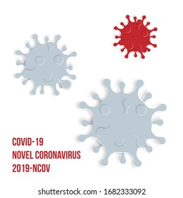 Coronavirus Bacteria Cell in paper cut poster, 2019-nCoV Novel Coronavirus virus. No Infection and Stop Coronavirus Concepts. Dangerous Coronavirus Cell in world. abstract Medicine poster banner