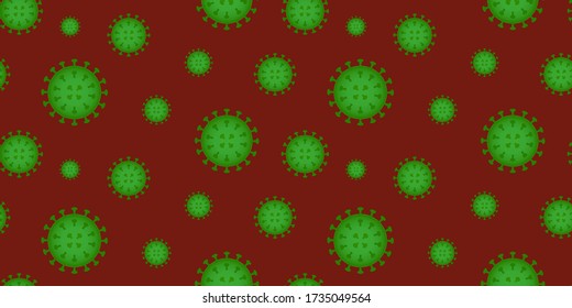 Coronavirus bacteria cell seamless pattern Blood red background vector illustration