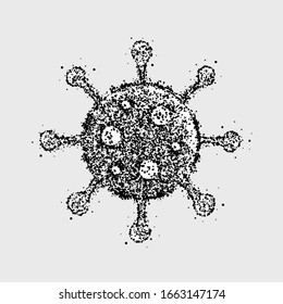 Coronavirus Bacteria Cell Sign. 2019-nCoV Novel Coronavirus Bacteria. Stop Coronavirus, No Infection Concepts. Dangerous Coronavirus in China, Wuhan. Object of Many Particles. Isolated Vector Icon