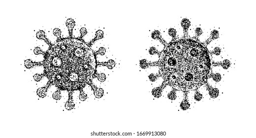 Coronavirus bacteria cell sign. Sars-cov-2 2019-ncov novel coronavirus. Covid-19 disease. No infection Concepts. Dangerous Coronavirus in China, Wuhan. Object of Many Particles. Isolated Vector Icon